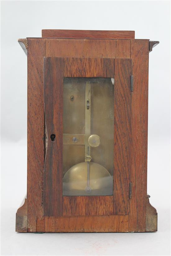 A Victorian rosewood mantel timepiece, 10.5in.